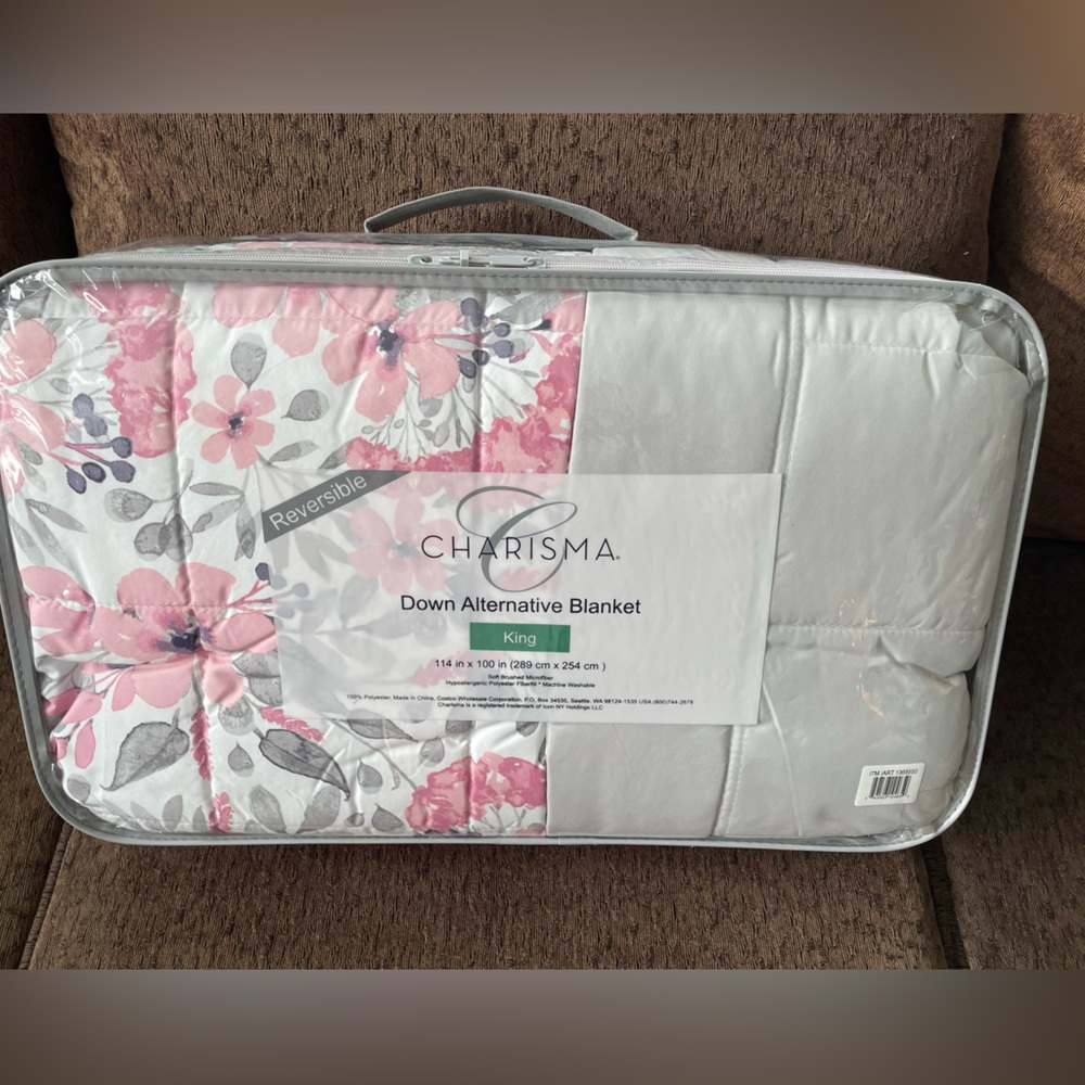 Charisma Floral Pink and Gray Blanket New